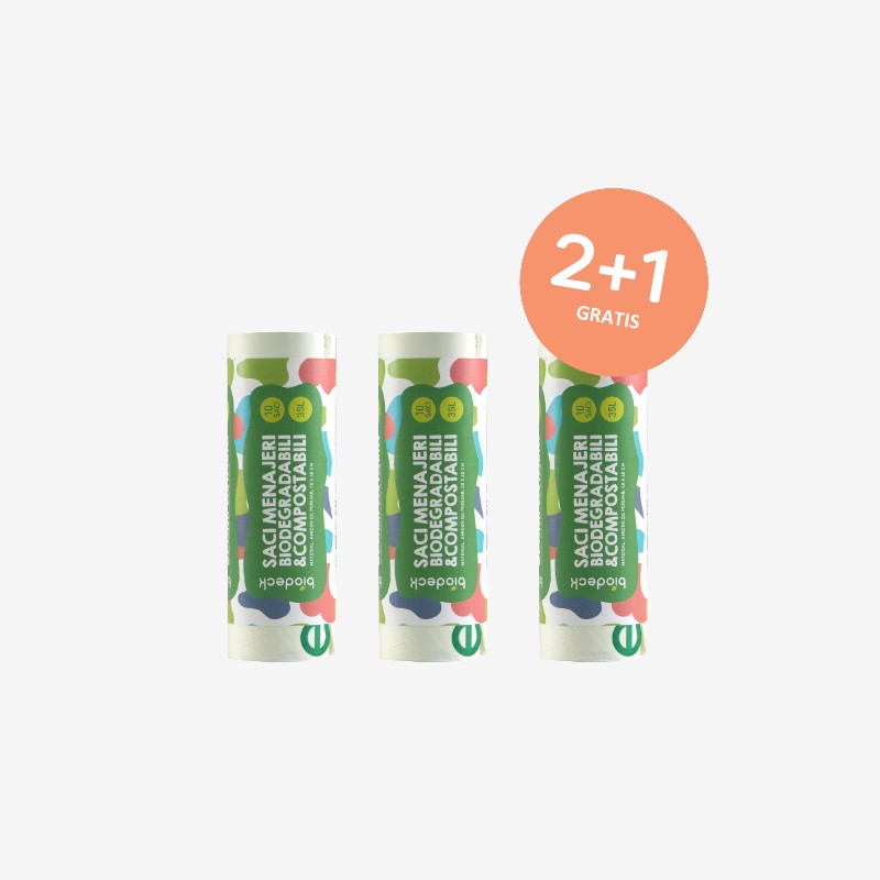 Pachet 2+1 gratis Saci bio menajeri 35 L 10 buc