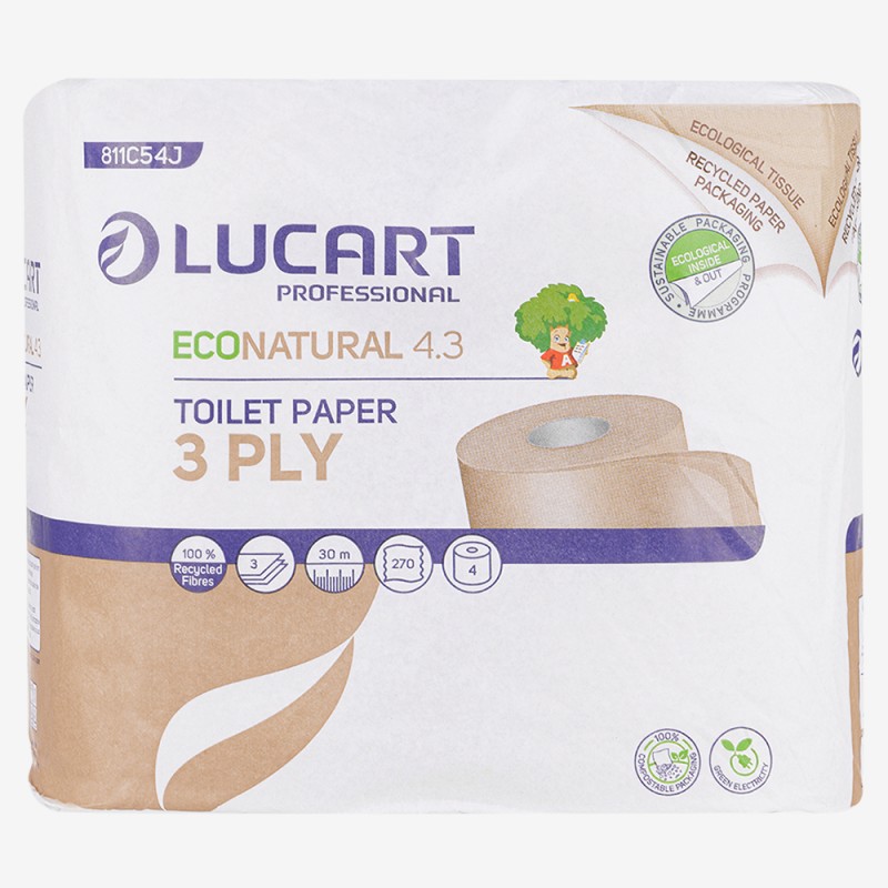 Toilet paper Econat 3 ply 4 rolls Lucart