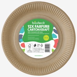 Farfurii carton rotunde kraft 23 cm 12 buc. - 1