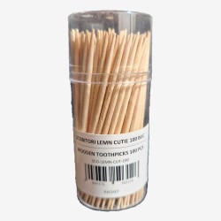 Wooden toothpicks in a box...