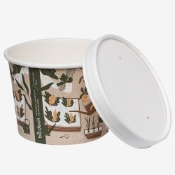 Boluri carton PLA Mura cu capace albe Ø115 mm 480 ml 500 buc.