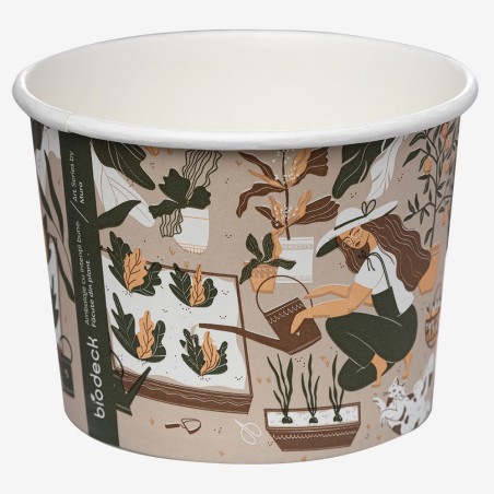 Boluri carton PLA Mura cu capace albe Ø115 mm 480 ml 6 buc.