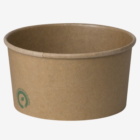 Set boluri carton PLA kraft 1000ml capace PET Ø150mm 360buc -2