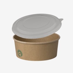 Set boluri carton PLA kraft 600ml capace PET Ø150mm 360buc -1