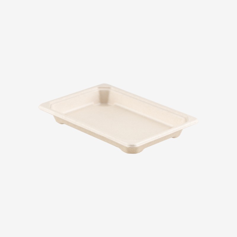 Set platouri trestie natur cu capace RPET 17x12 cm 1000 buc - 1