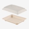 Set platouri trestie natur cu capace RPET 18x13 cm 1000 buc - 1