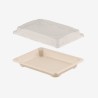 Set platouri trestie natur cu capace RPET 17x12 cm 1000 buc - 1