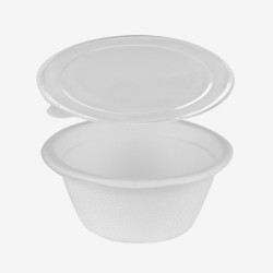 Set sosiere trestie de zahar albe 60 ml cu capace RPET 2500 buc. - 1