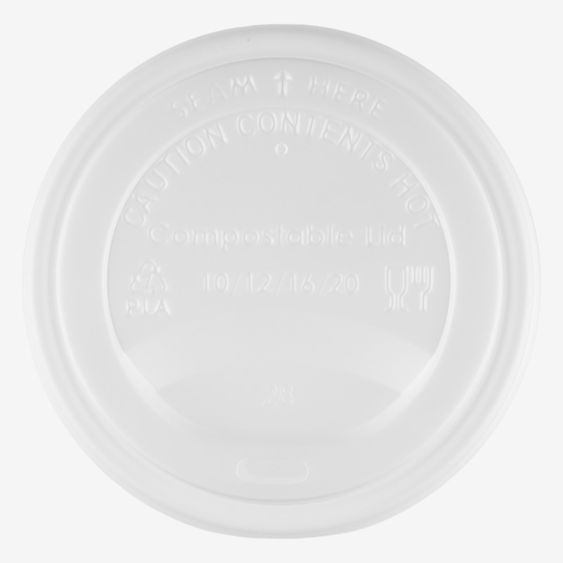 Capace cPLA albe Ø90 mm pentru pahare de 300ml/360ml/480ml 100 buc. - 1