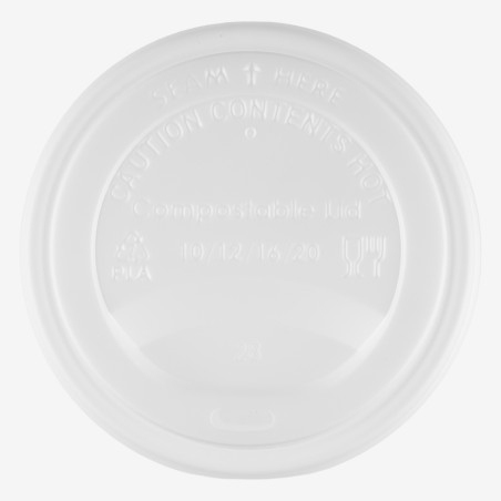 Capace cPLA albe Ø90 mm pentru pahare de 300ml/360ml/480ml 100 buc. - 1