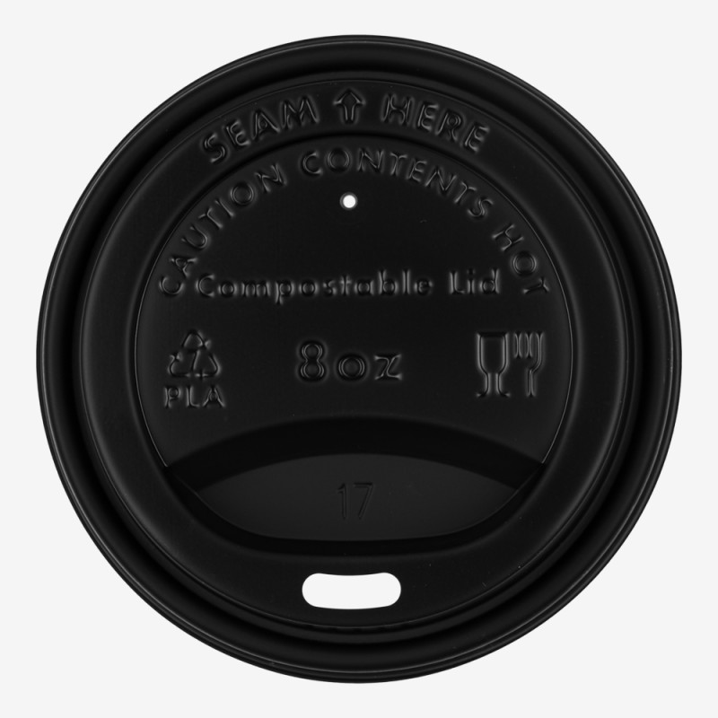 Capace cPLA negre Ø80 mm pentru pahare de 180ml/240ml/270ml 100 buc. - 1