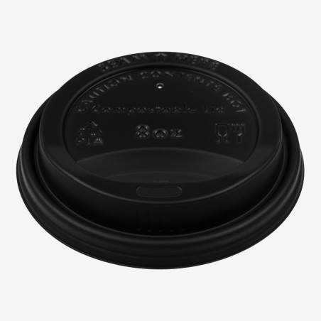 Capace cPLA negre Ø80 mm pentru pahare de 180ml/240ml/270ml 100 buc. - 2
