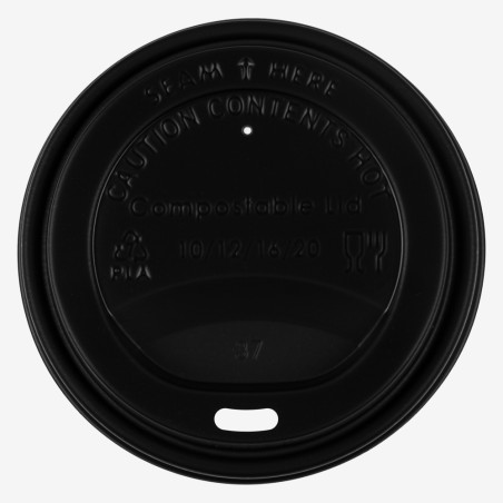 Capace cPLA negre Ø90 mm pentru pahare de 300ml/360ml/480ml 100 buc. - 1