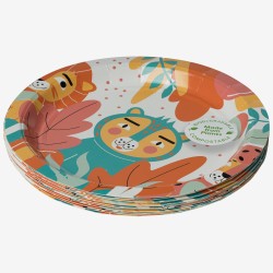 Farfurii carton rotunde Jungle 23 cm 12 buc.