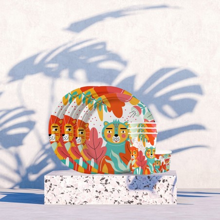Farfurii carton rotunde Jungle 23 cm 12 buc.