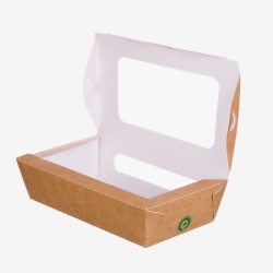 Kraft paper box with clear...